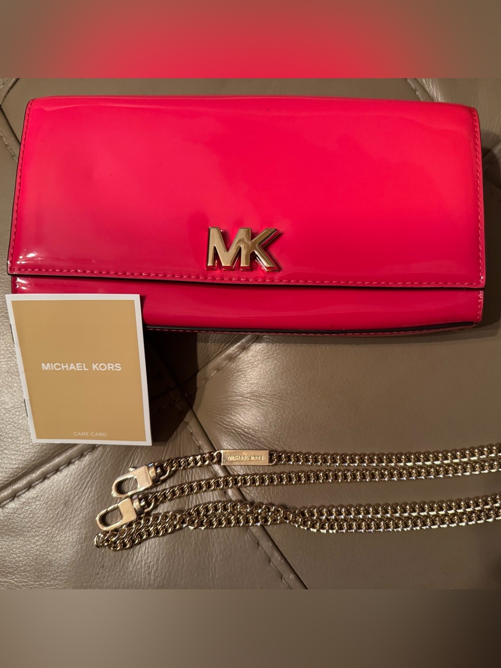 Michael Kors Mott Large East West Patent Leather Clutch & Crossbody